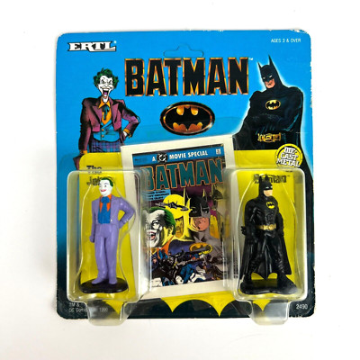 1990 ERTL Batman and The Joker Diecast Metal Figures DC Comics Unpunched NOS