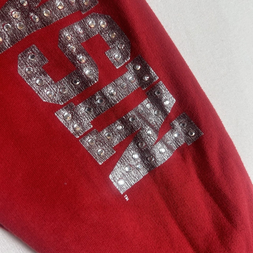 PINK Wisconsin Badgers Womens Large Loung Pants Red Bling UW College