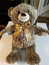 FAO Schwarz Teddy Bear Plush 19" with Gold Ribbon Bow All Ages Cuddly Soft