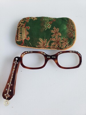 Vintage Tortoiseshell Folding Opera Glasses with Rhinestone Detail 1950 main image 4