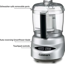 Cuisinart DLC-2ABC Mini-Prep Plus 3-Cup Food Processor, Brushed Chrome/Nickel