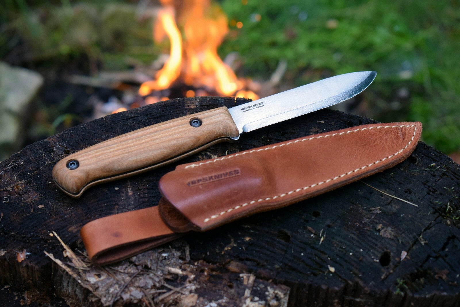 BPS Knives BS1FTS Bushcraft Full Tang Knife Leather Sheath Carbon Steel Scandi eBay