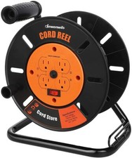 DEWENWILS Extension Cord Storage Reel Open Cord Reel with 4-Grounded Outlets