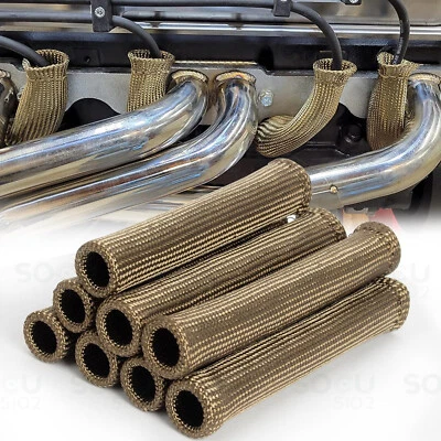 8x Spark Plug Header Boots 2500° Spark Plug Heat Shield Sleeve Wire Cover Wrap - Image 1 of 4