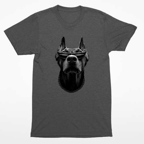 VINTAGE FEEL - Doberman Hunter, Faded Grey Color, Gym Sport T-Shirt 101015GG