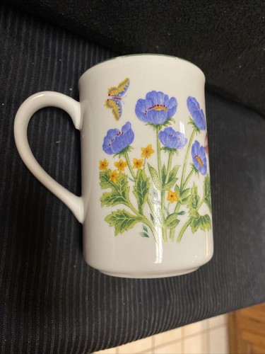 Flower Garden China Coffee Tea Mug Cup Butterflies 🦋 & Purple Flowers VGUC - Picture 5 of 9