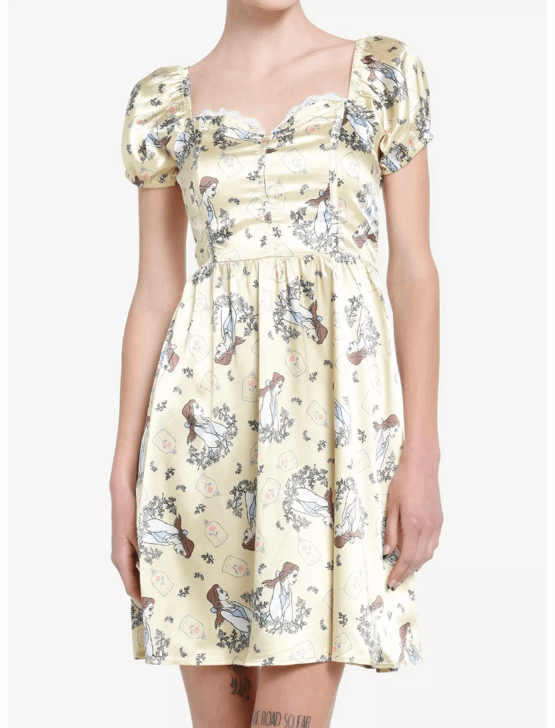 Disney Beauty And The Beast Belle Satin Sweetheart Dress M, Medium