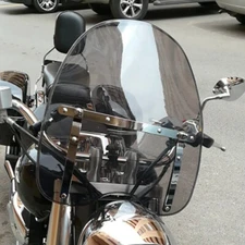 19"x17"Large Smoke Universal Windshield for 7/8'' 1'' 1.25" Motorcycle Handlebar