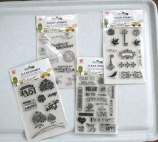 Clear Cling Stamps Birthday Love Thank You Party Time Flowers Gift Key Leaf Lot