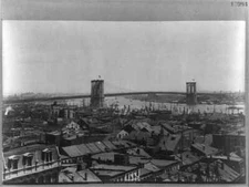 Brooklyn Bridge,distant view,c1888,New York,NY,suspension bridge,East River