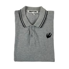 Alexander Mcqueen Gray Black Patch Cotton Mens Polo Size Small Excellent