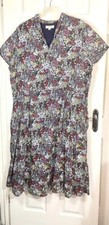 Seasalt Plus Size Blue Floral Ditsy Print Knee Length 100% Cotton Dress 26-28 uk