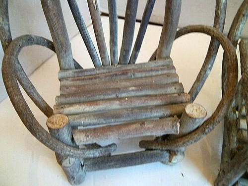 Primitive rustikale Weinrebe Zweig Baum Zweig Puppenstuhl Wohndeko Landhaus Handwerk - Bild 10 von 12