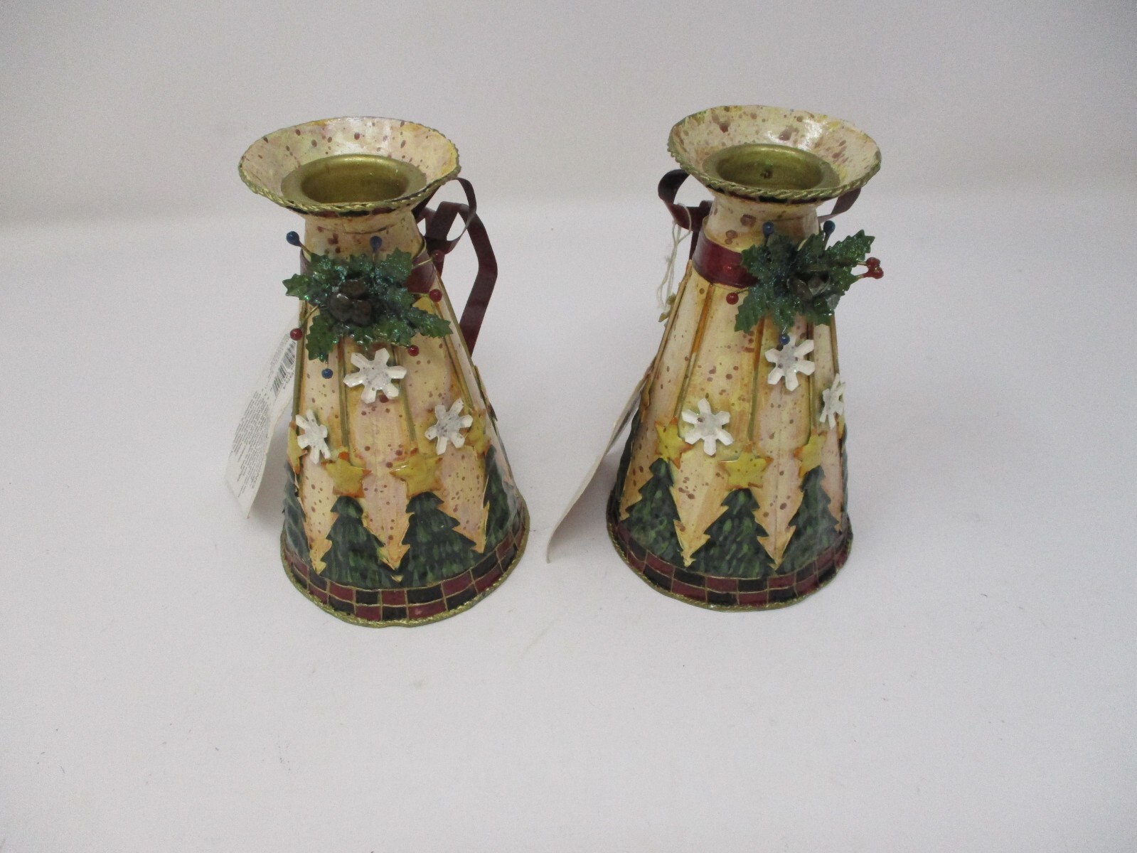 Vintage Christmas Taper Candle Holders Pair Rustic Country Metal eBay