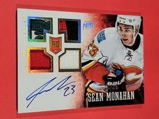 2013-14 PANINI PRIME SEAN MONAHAN GOLD ROOKIE AUTO SIGNATURE PATCH JERSEY #25