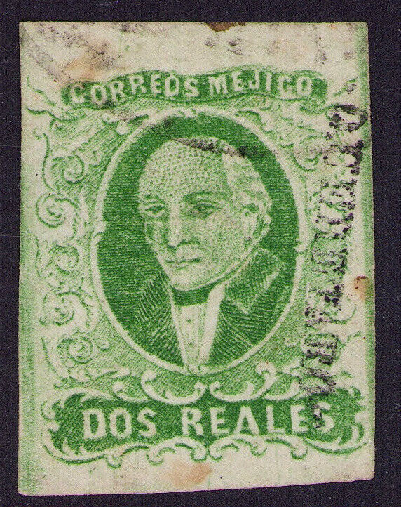 Dm08 Meksyk #3b 2R Plate 2 Green, Queretaro Lite Stamp Vf-Exf Est