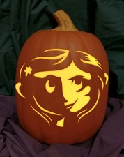 Coraline Face Carved Foam Permanent Pumpkin