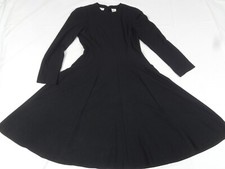 VESTIDO MIDI VINTAGE AÑOS 80 Liz Claiborne negro manga larga talla pequeña 8 J977