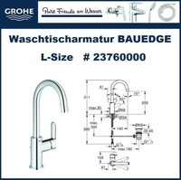 Grohe Einhand Waschtischbatterie Bauedge 23760000 Waschbecken Armatur L-Size