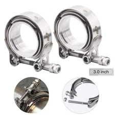 2PCS  3" Inch V Band Exhaust Clamp Kit with Flange Male Female Sliver Steel
