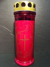 12x JEKA 7 Tage Motiv Grabkerze goldenes Ornament |Grablicht, Licht, Grabschmuck