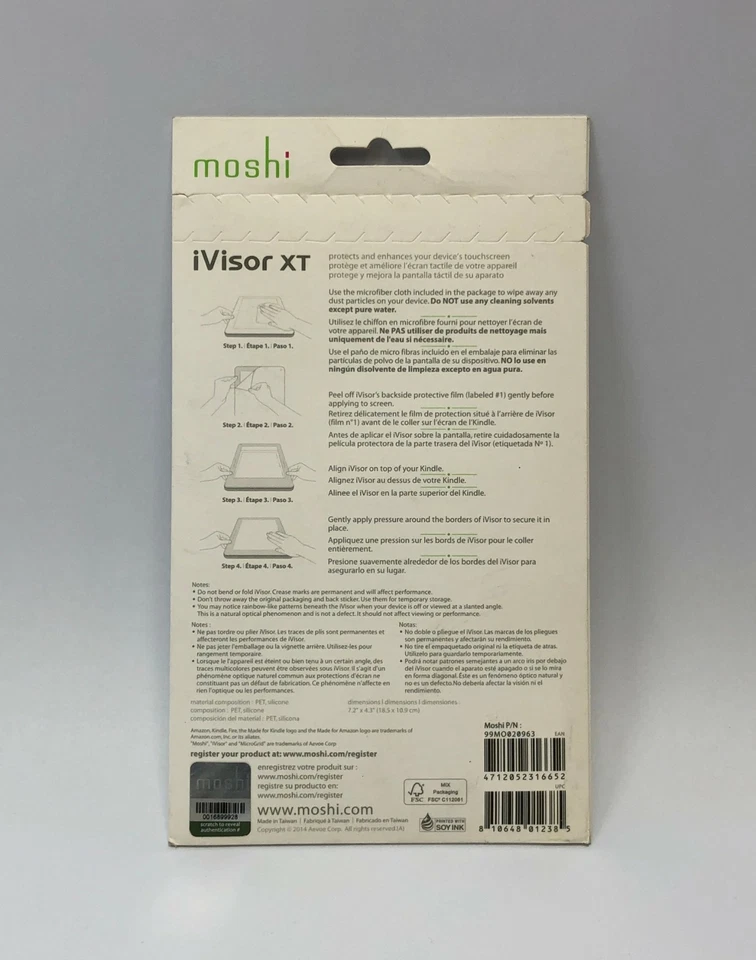 Moshi iVisor XT Crystal Clear Screen Protector Kindle 7.2 x 4.3 inch - Image 2 of 3