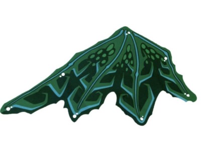 1x Lego bb1249 Cloth Wing Dragon Left, Medium Azure Ribs, Lime and Dark Green