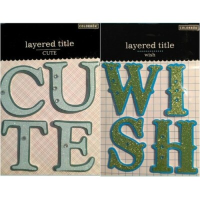 COLORBOK LAYERED TITLE - CUTE or WISH - GLITTER WORD JEWEL with GEMS RETIRED