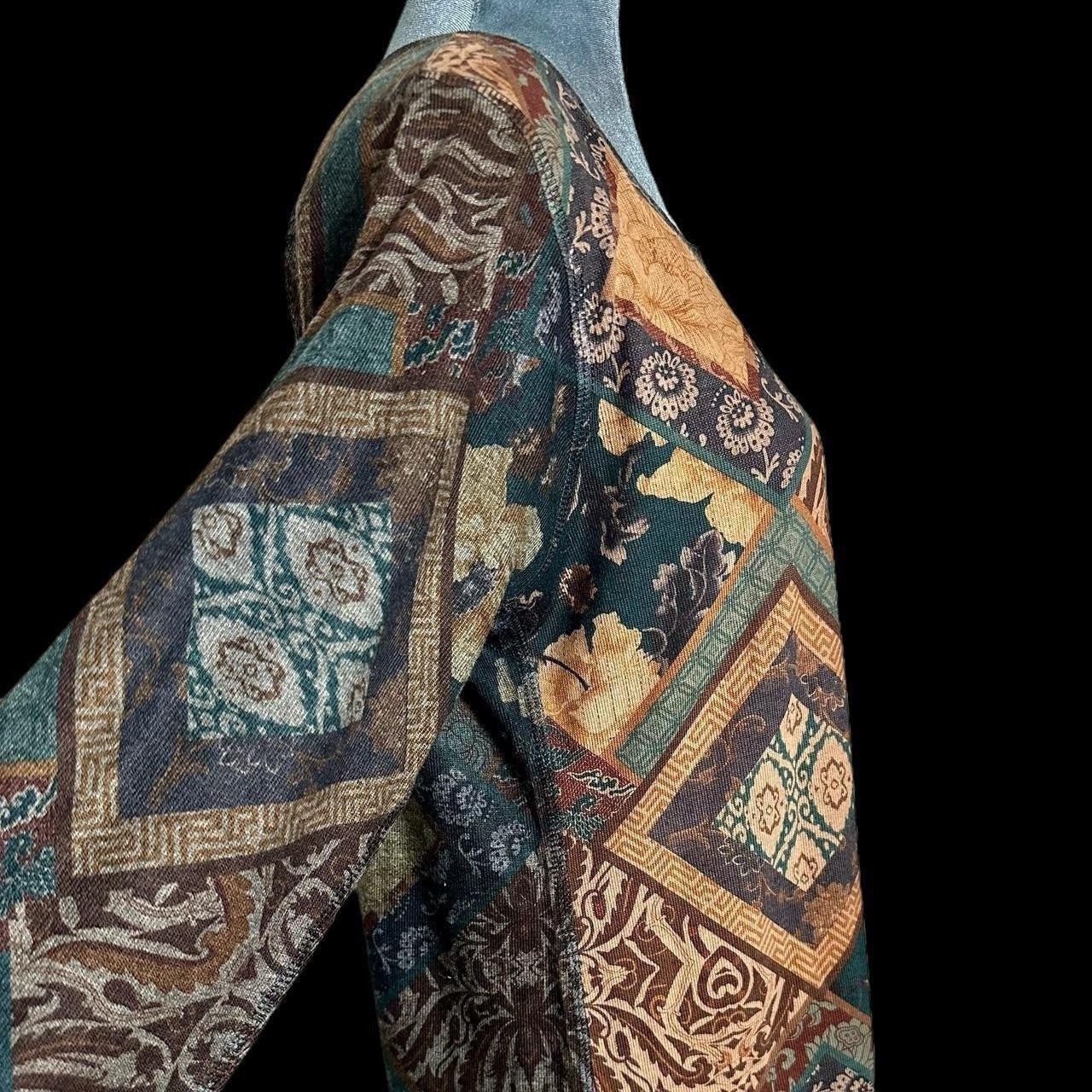 2000s Orvis Med Patchwork Tapestry Pattern Long S… - image 4