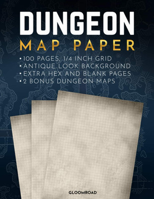 Dungeon Map Paper: 100 Textured Background Pages 1/4 Inch Grid ; RPG Map Making