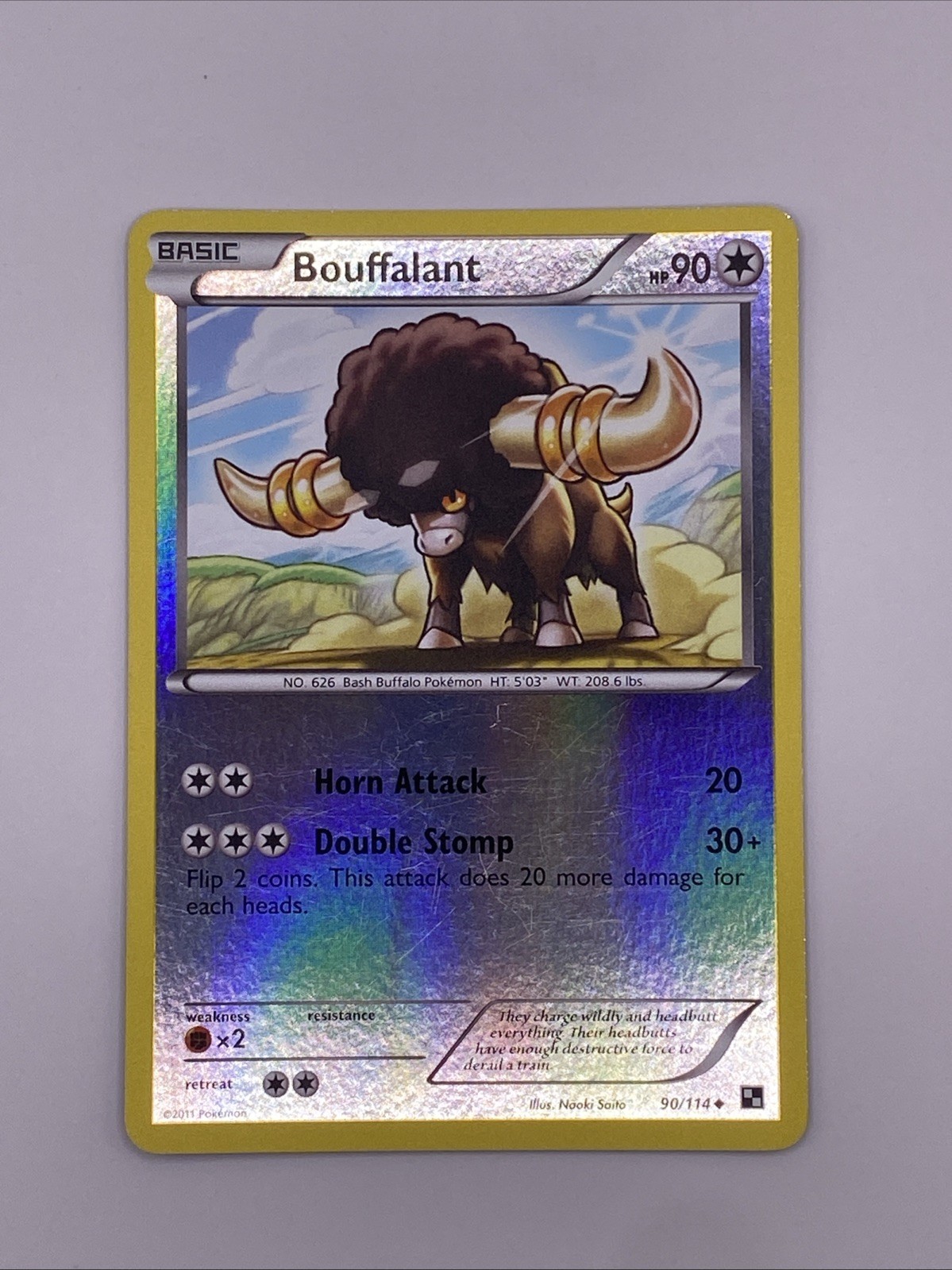 Bouffalant Black & White 90/114 Reverse Holo Pokémon Card
