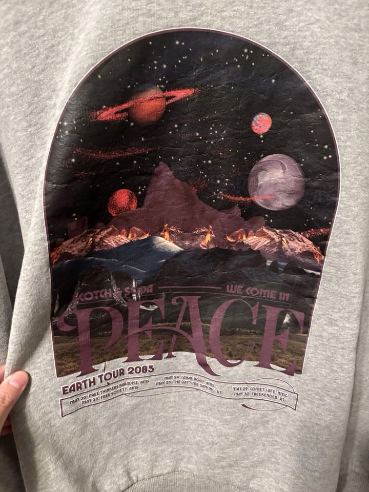 Scotch And Soda Women’s XL We Come In Peace Earth Tour Planets Sweatshirt - Image 4 of 4