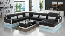 Ledersofa Polster Sitz Eck Sofa Garnitur Wohnlandschaft Wohnzimmer Couch G8025