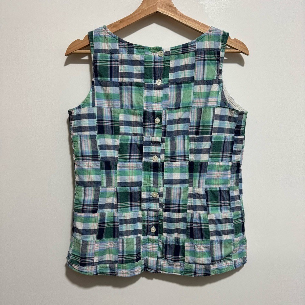 Talbots Cotton Patchwork Plaid Button Back Sleeve… - image 7