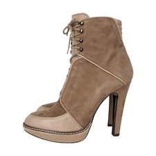 Homers Damen Schuhe Stiefelette Gr. 41 Beige Leder Ankle Boots