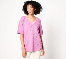 LOGO by Lori Goldstein Women's Top Sz XL 100% Cotton Tee with Purple A683839