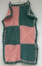 Handmade Crochet Blanket Lap Blanket Pram Blanket peach green 94cm x 65cm
