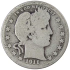 1911 Barber Quarter G Good 90% Silver 25c US Type Coin Collectible