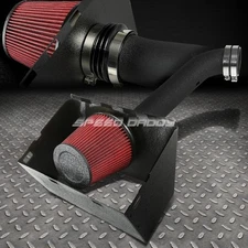 FOR 02-08 DODGE RAM 4.7/5.7 HEMI BLACK WRINKLE COAT COLD AIR INTAKE+HEAT SHIELD
