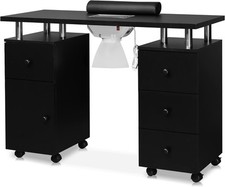 Manicure Table Nail Desk with Dust Collector  4 Drawers  Arm Rest Cushion