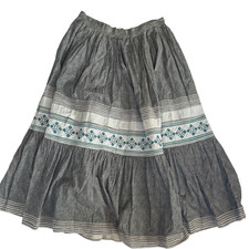 VINTAGE MICCOSUKEE SEMINOLE PATCHWORK SKIRT NATIVE AMERICAN INDIAN HANDMADE GRAY