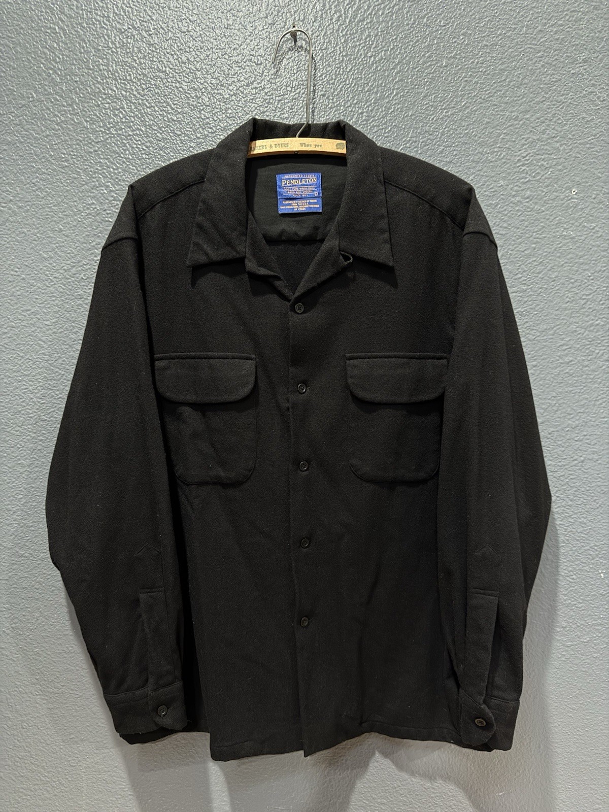 Pendleton Black Wool Loop Collar Board Button Up … - image 3