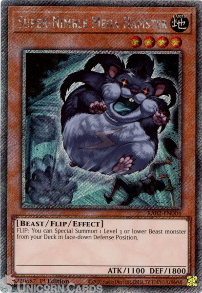 RA02-EN004 Super-Nimble Mega Hamster : Platinum Secret Rare 1st Edition YuGiOh C