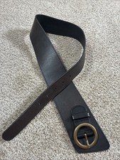 Banana Republic Wide Brown Leather Statement Belt Brass Buckle Boho Women s S