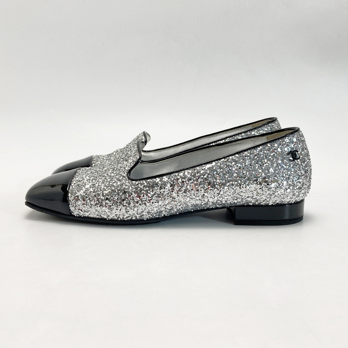 CHANEL glitter patent pumps size35 US5 black x silver women thumbnail 3