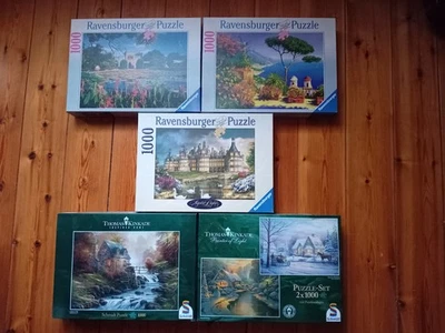 Konvolut 6 x 1000 Puzzle 3 Ravensburger + 3 Schmidt Thomas Kinkade vollständig - Bild 1 von 4