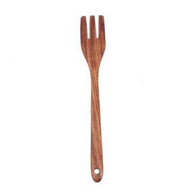 Wooden Kitchen Fork with Long Handle - Lightweight Ergonomic Salad Stirring F...