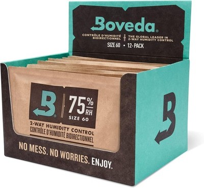Boveda 75% Two-Way Humidity Control Packs   Size 60   12 Pack   Fix Major