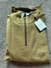 Bugatchi Men’s 1/4 Zip Khaki Pullover Size XL $179 Fisherman knit quarter