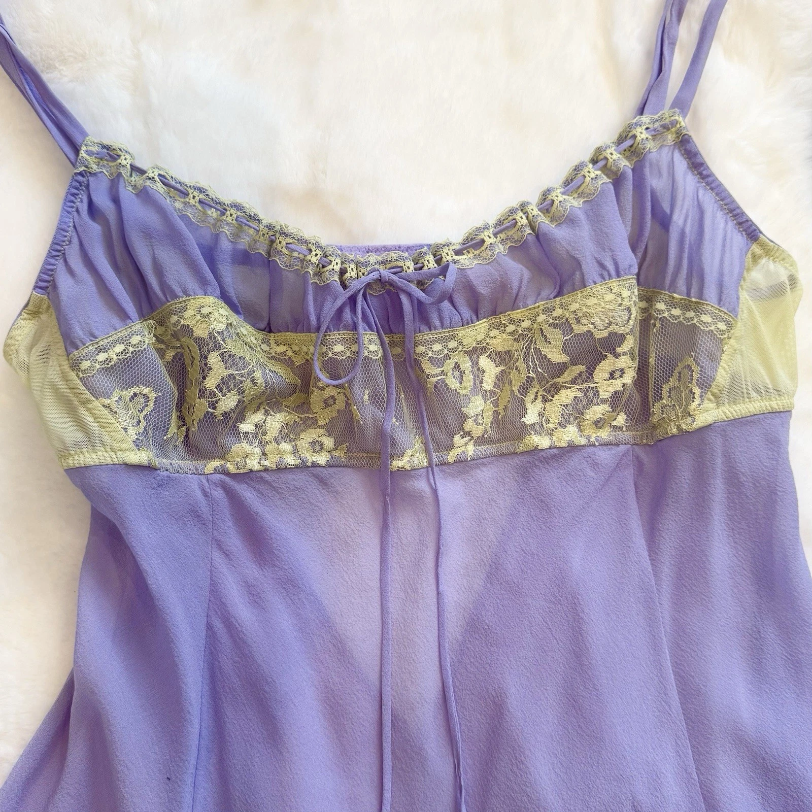 UNDERCOVER Abito slip Y2K Victoria’s Secret in chiffon di seta damigella babydoll viola pastello L